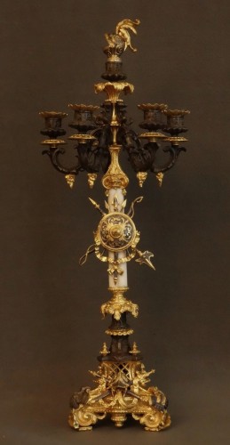 Pair of bronze and marble candelabra circa 1820 - Lighting Style Restauration - Charles X