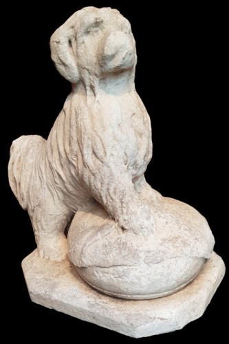 Sculpture Sculpture en Marbre - Chien dit Bichon, en marbre XVIIIe siècle