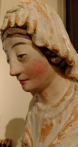 Sculpture Sculpture en Terre cuite - Sainte Anne éducatrice, statue en terre cuite polychrome du XVIIIe siècle