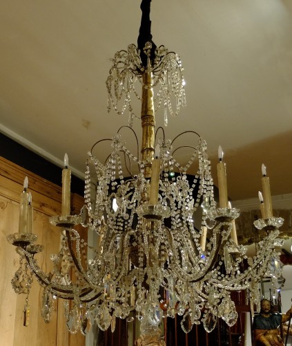 Luminaires Lustre - Grand lustre en cristal à 12 lumières. Gênes XIXe siècle