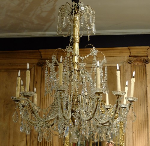 Grand lustre en cristal à 12 lumières. Gênes XIXe siècle - Guillemette Vernay Chantrel