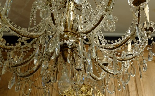 Antiquités - Grand lustre en cristal à 12 lumières. Gênes XIXe siècle