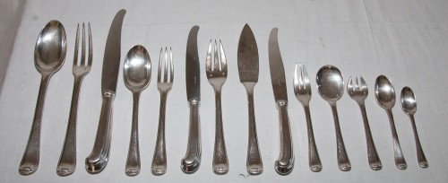 silverware & tableware  - Puiforcat - &quot;Mazarin&quot; Sterling silver cutlery set 183 pieces, 1930