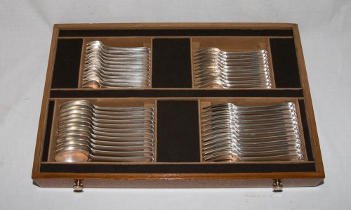 Antiquités - Puiforcat - &quot;Mazarin&quot; Sterling silver cutlery set 183 pieces, 1930