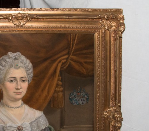 Antiquités - Paire de grands portraits du XIXe siècle
