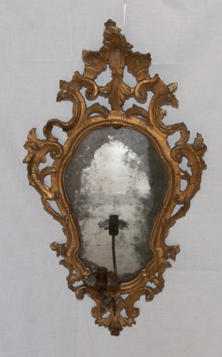 Paire de miroirs en bois doré, Italie époque XVIIIe - Miroirs, Trumeaux Style 