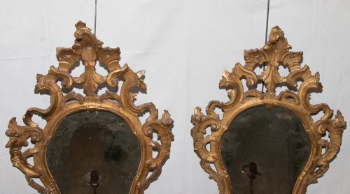 Paire de miroirs en bois doré, Italie époque XVIIIe - Galerie Lauretta