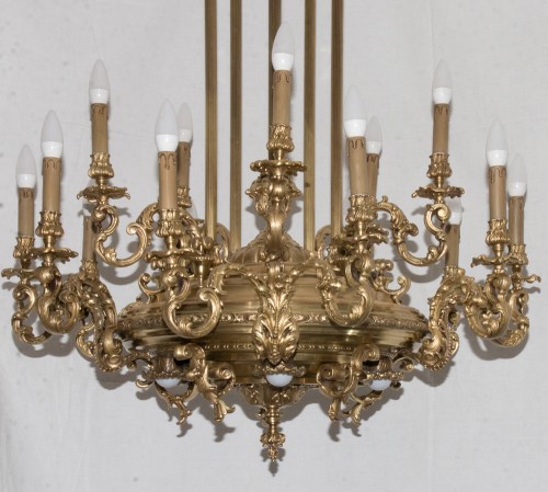 Grand lustre en bronze doré époque Napoléon III - Luminaires Style Napoléon III