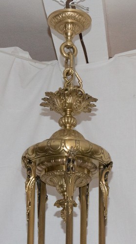 Luminaires Lustre - Grand lustre en bronze doré époque Napoléon III