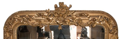 Miroir de cheminée en bois et stuc doré d'époque Napoléon III - Miroirs, Trumeaux Style Napoléon III