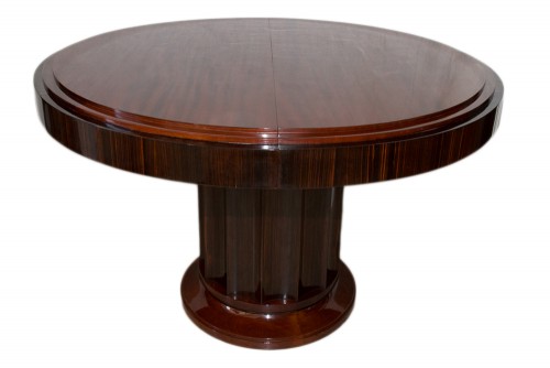 XXe siècle - Table ronde et 8 chaises Majorelle Nancy époque Art Déco