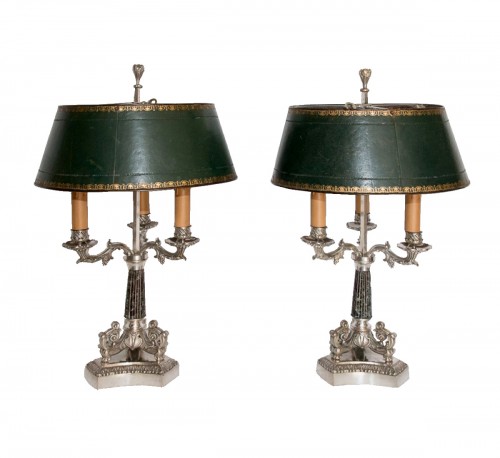 Pair of bouillotte lamps, Restoration period