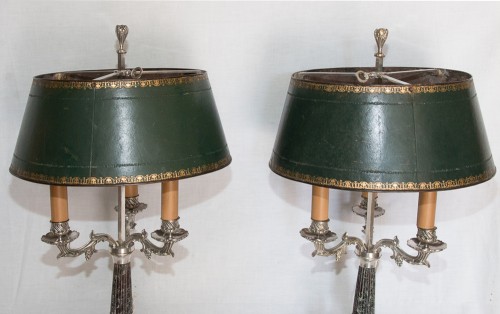 Paire de lampes bouillottes époque Restauration - Luminaires Style Restauration - Charles X