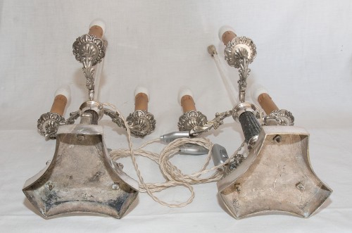 Antiquités - Pair of bouillotte lamps, Restoration period
