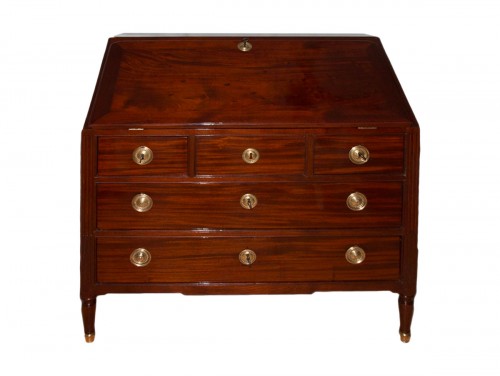 Solid mahogany Scriban chest of drawers Louis XVI period 