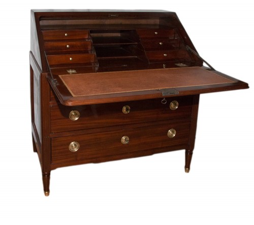 Solid mahogany Scriban chest of drawers Louis XVI period  - Furniture Style Louis XVI
