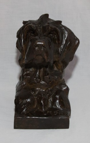 Paire de Bustes de Chiens Maximilien-Louis Fiot (1886-1953) - Sculpture Style 