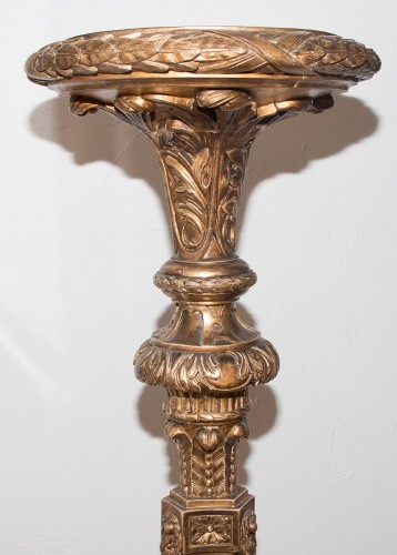 Grande sellette en bois sculpté et doré fin XIXe siècle - Objet de décoration Style 
