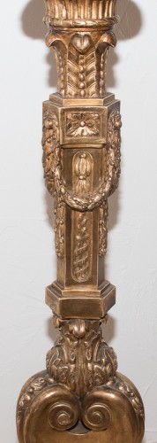 Objet de décoration Colonne Piédestal - Grande sellette en bois sculpté et doré fin XIXe siècle