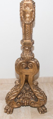 XIXe siècle - Grande sellette en bois sculpté et doré fin XIXe siècle