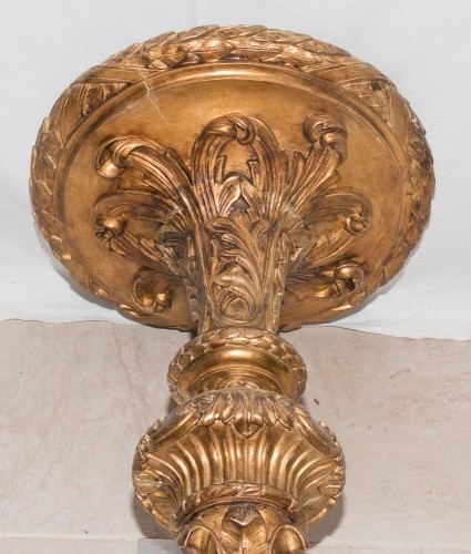 Antiquités - Grande sellette en bois sculpté et doré fin XIXe siècle