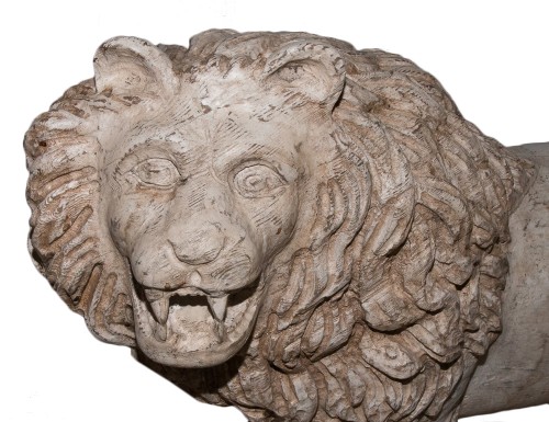 XIXe siècle - Grande paire de lions en bois Italie fin du XIXe siècle