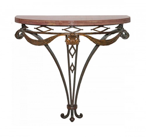 Wrought iron half-moon console circa 1930-1940