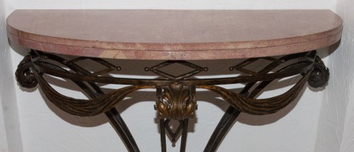 Wrought iron half-moon console circa 1930-1940 - Furniture Style Art Déco