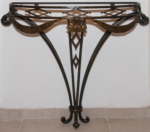 Console demi lune en fer forgé vers 1930-1940 - Galerie Lauretta