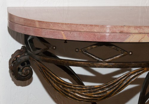 XXe siècle - Console demi lune en fer forgé vers 1930-1940
