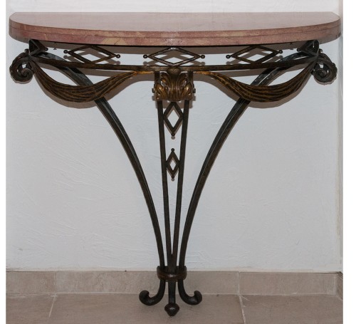 Art Déco - Console demi lune en fer forgé vers 1930-1940