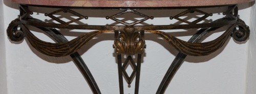 Antiquités - Console demi lune en fer forgé vers 1930-1940