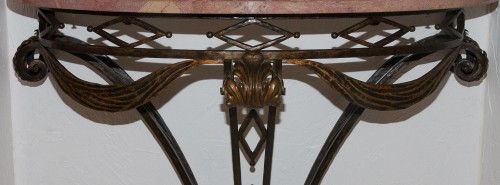 Antiquités - Wrought iron half-moon console circa 1930-1940