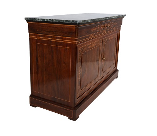 Antiquités - Rosewood chest of drawers with doors, Charles X period