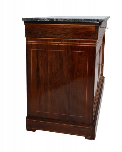 Antiquités - Rosewood chest of drawers with doors, Charles X period