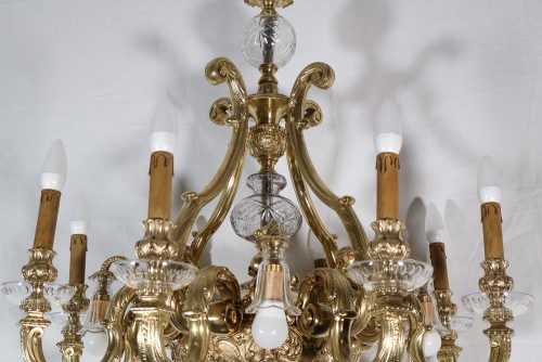 XIXe siècle - Lustre en bronze doré avec putti époque Napoléon III