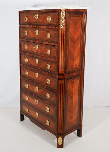 Secrétaire chiffonnier en marqueterie époque Louis XVI - Louis XVI