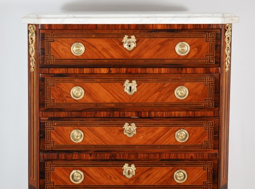 Louis XVI - Secrétaire chiffonnier en marqueterie époque Louis XVI
