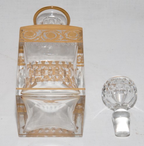 Antiquités - 6 Verres et Carafe à Whisky Cristal de Saint Louis Modèle Thistle Or