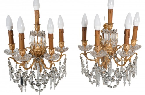 Paire d’appliques Baccarat en bronze doré époque Napoléon III