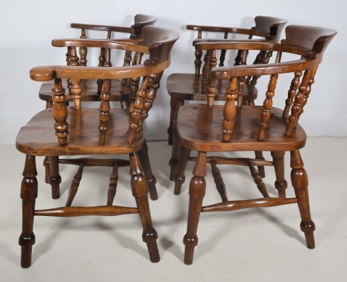 Set of four Victorian Windsor-style English armchairs - Seating Style 