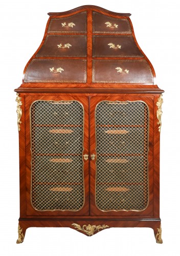 Meuble cartonnier en marqueterie fin XIXe estampillé Raulin