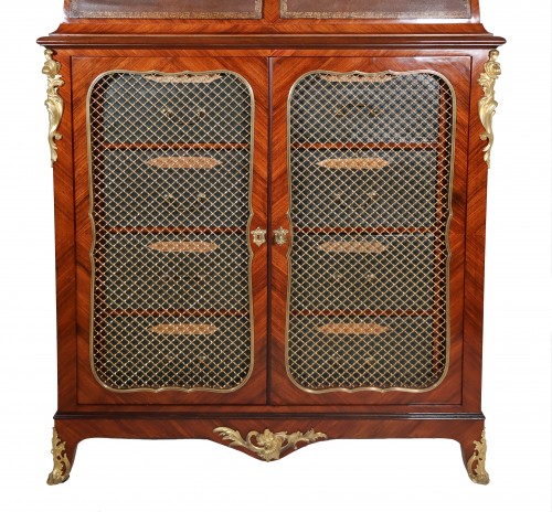 Mobilier Bureau et Secrétaire - Meuble cartonnier en marqueterie fin XIXe estampillé Raulin