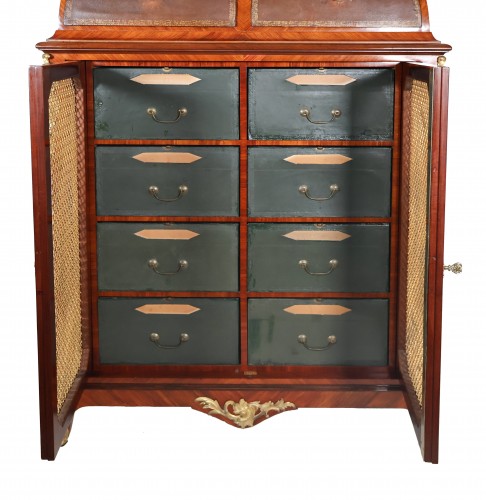 Meuble cartonnier en marqueterie fin XIXe estampillé Raulin - 