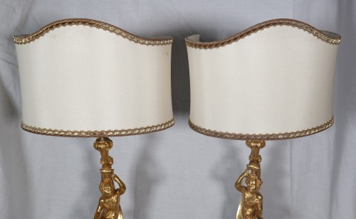Lighting  - Pair of gilt bronze lamps, Napoléon III period