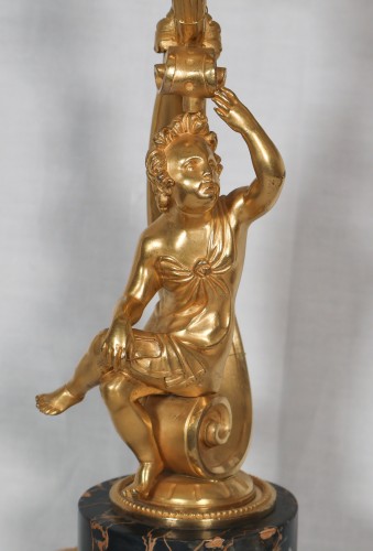 19th century - Pair of gilt bronze lamps, Napoléon III period