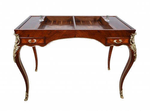 Louis XV - Table tric-trac en bois de rose et amarante – Époque Louis XV