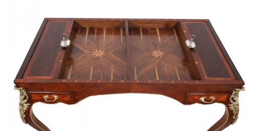 Antiquités - Table tric-trac en bois de rose et amarante – Époque Louis XV