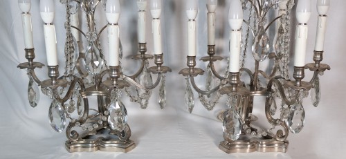 Pair of silver-plated bronze girandoles, late 19th century - Lighting Style 