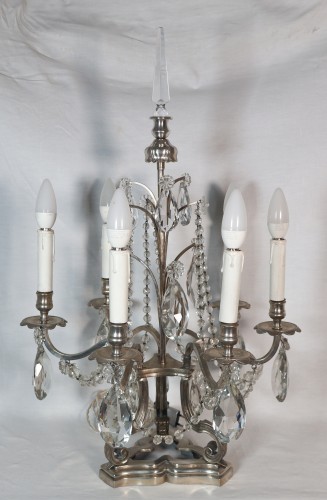  - Pair of silver-plated bronze girandoles, late 19th century